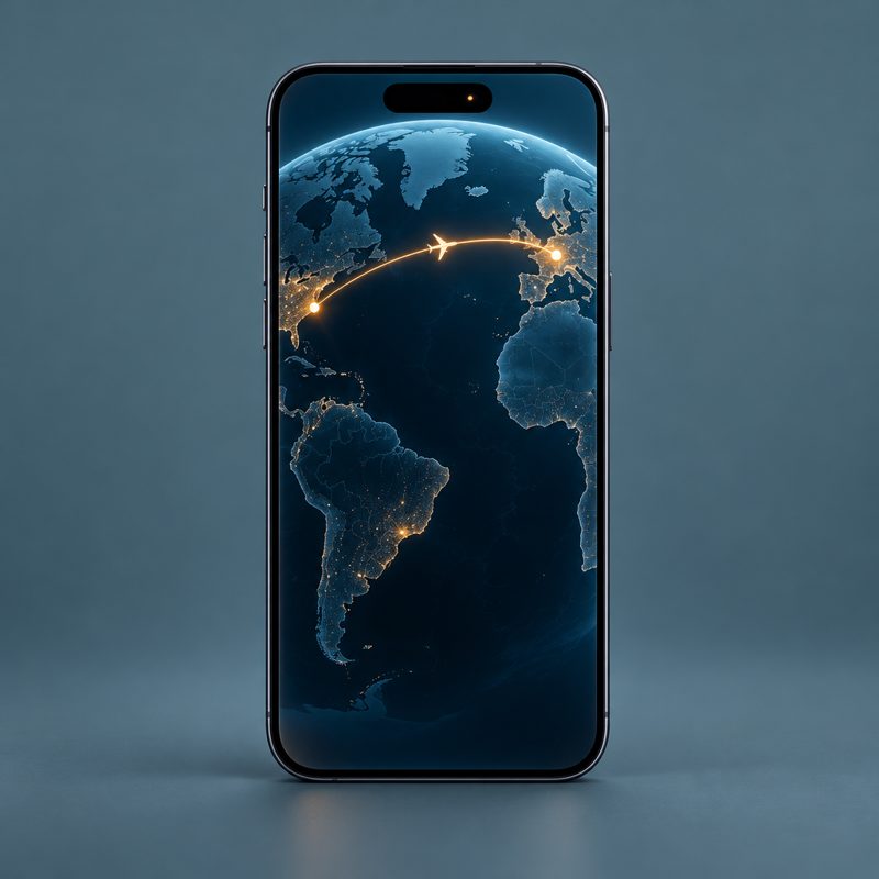 Wayfarer travel passport map on a phone